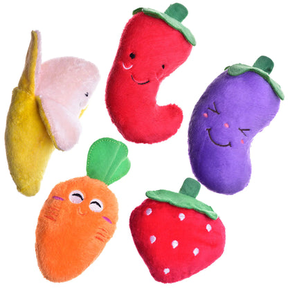 [Upgrade Version] Squeaky Plush Dog Toys - Small Breed Puppy Chew Toys - Chewing Toys for Dogs - Small Dog Plush Toys Set - Cute Dog Chew Toys - Vegetable Dog Toys - Fruit Squeaky Toys for Small Dogs